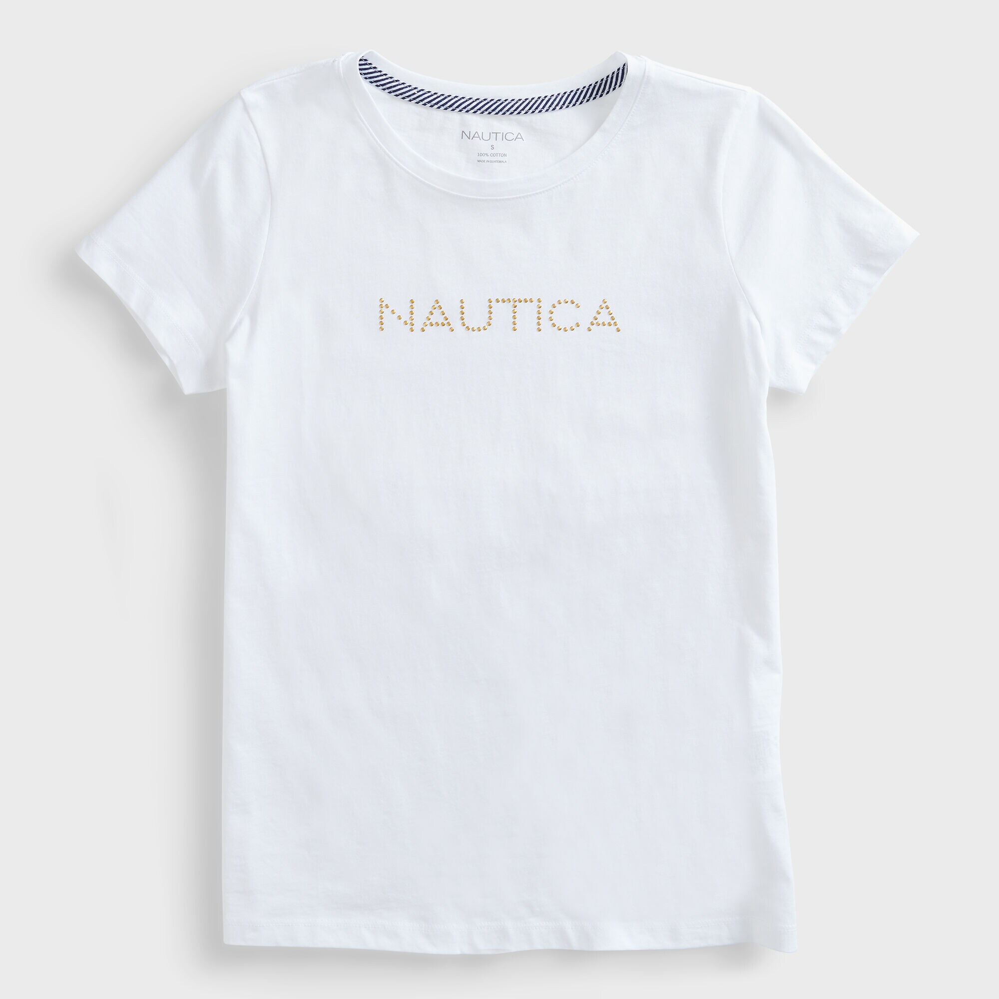 STUDDED LOGO CREWNECK T-SHIRT,Bright White,large