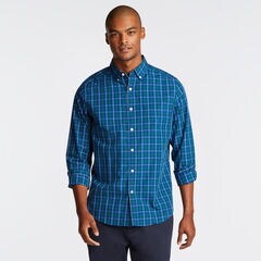 CLASSIC FIT POPLIN SHIRT IN DEEP BLUE PLAID,Clear Sky Blue,large