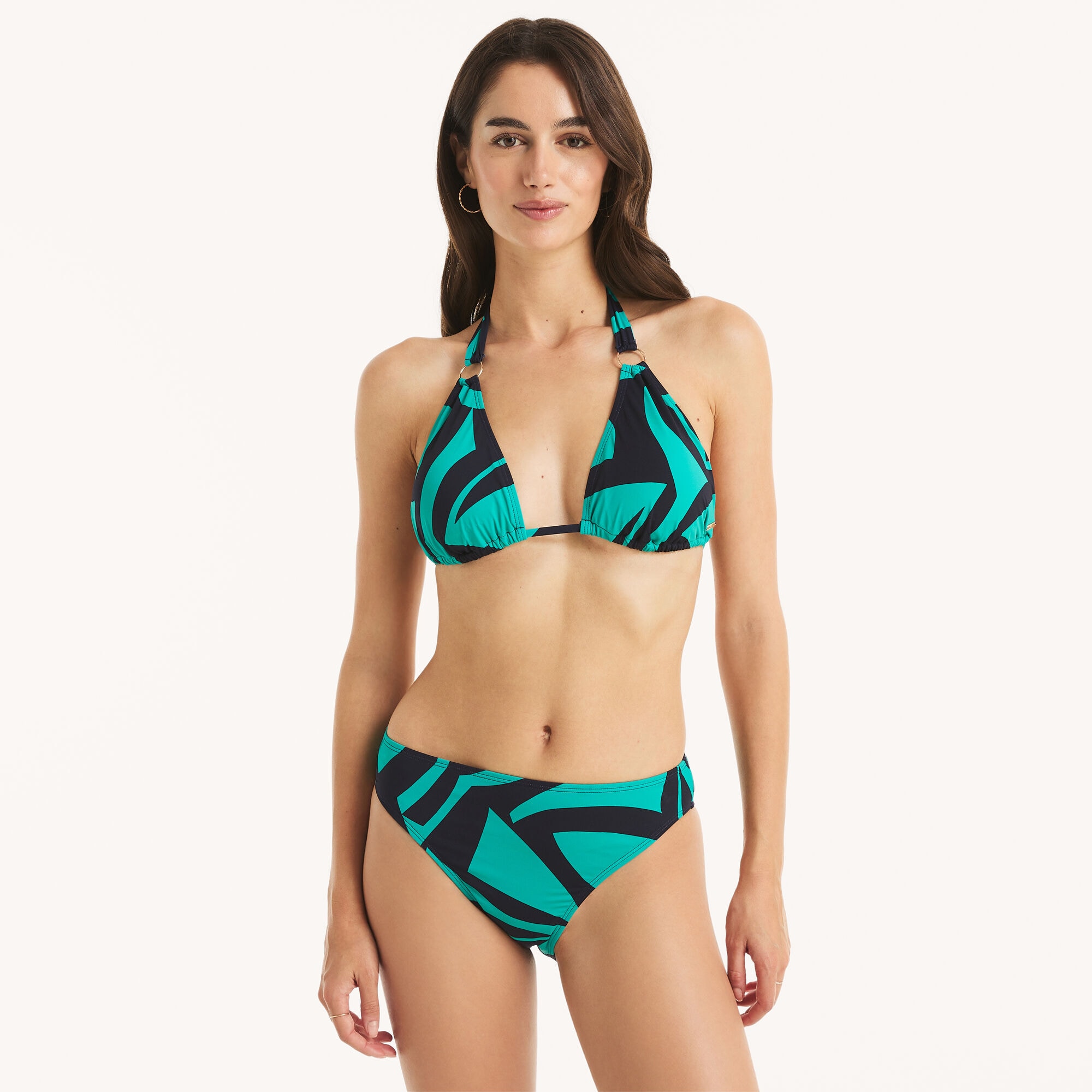 Printed Triangle Swim Top,Gulf Coast Teal,large