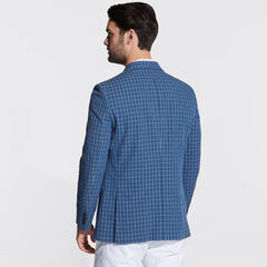 Brielle Seersucker Jacket in Plaid,Navy,large