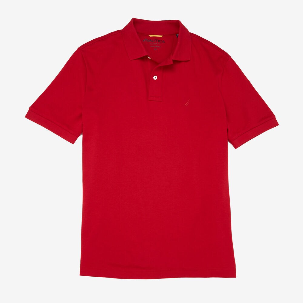 Solid Interlock Polo Shirt,Nautica Red,large