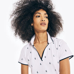 PRINTED SPLIT-NECK POLO,Bright White,large