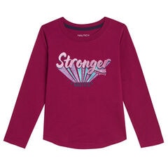 GIRLS' STRONGER THAN EVER LONG-SLEEVE T-SHIRT (7-16),Dusty Pink,large