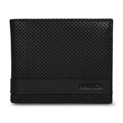 Perforated Leather Bifold Wallet,Black,large