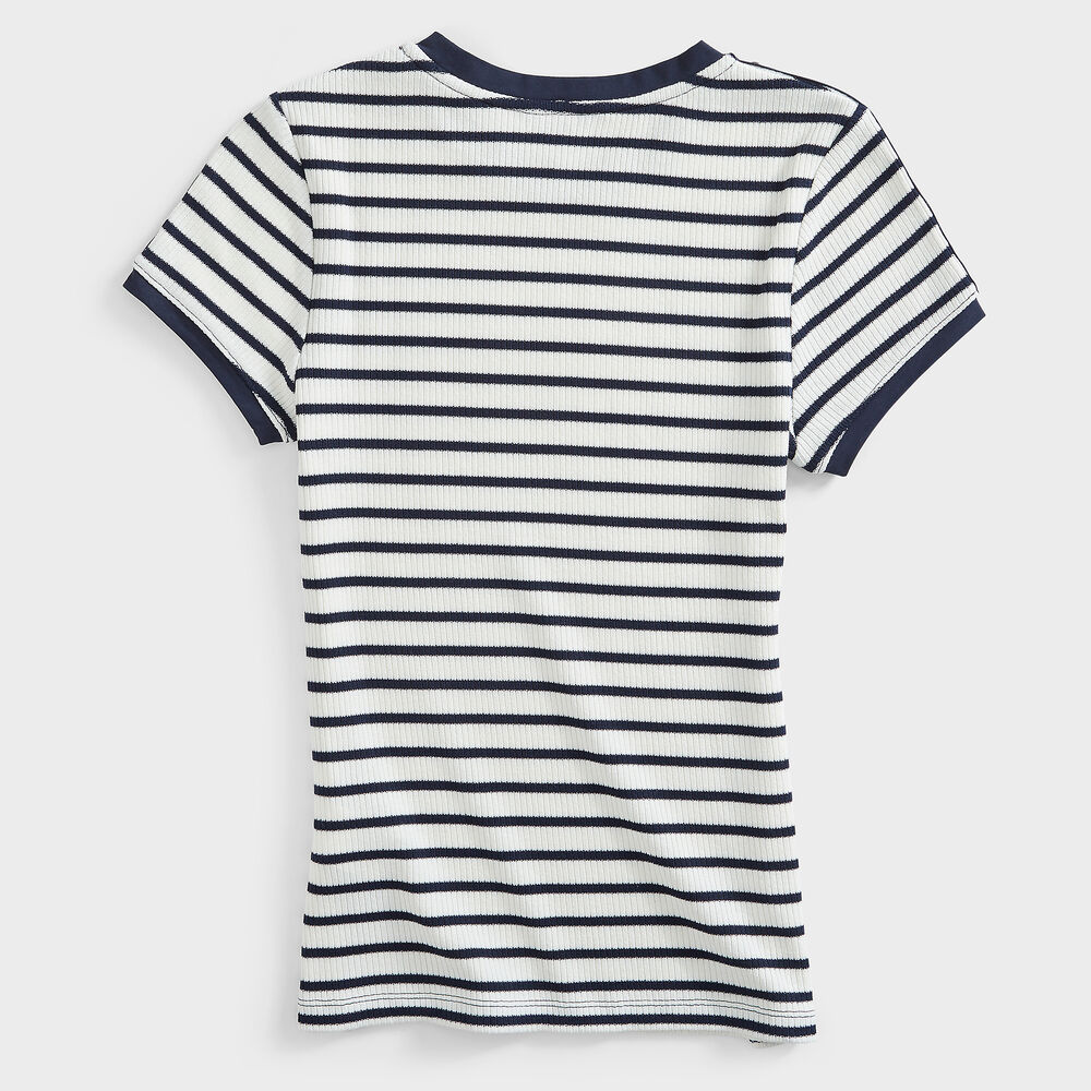 STRIPE BUTTON-SHOULDER KNIT TOP,Marshmallow,large