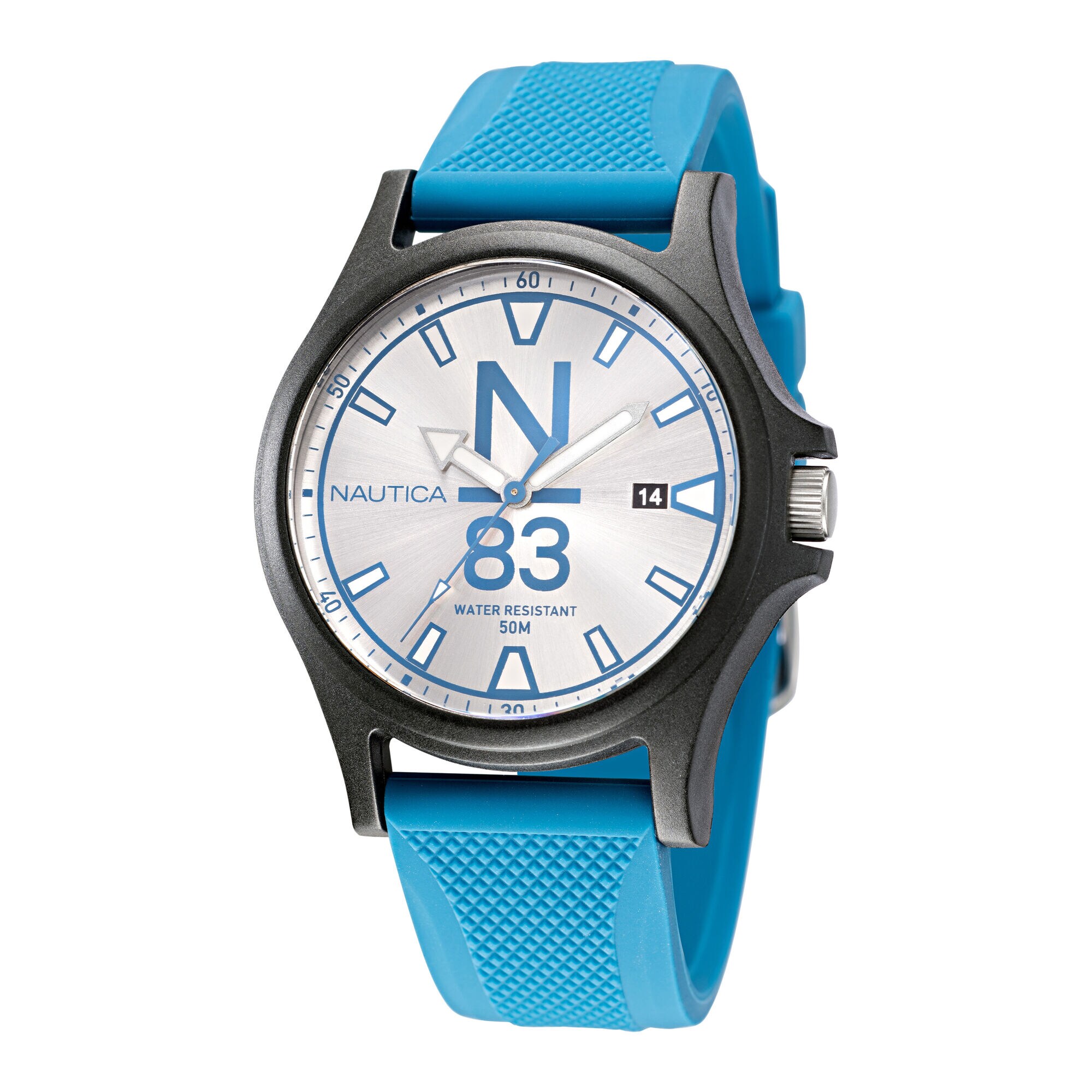 JAVA SEA TEXTURED SILICONE 3-HAND WATCH,Multi,large