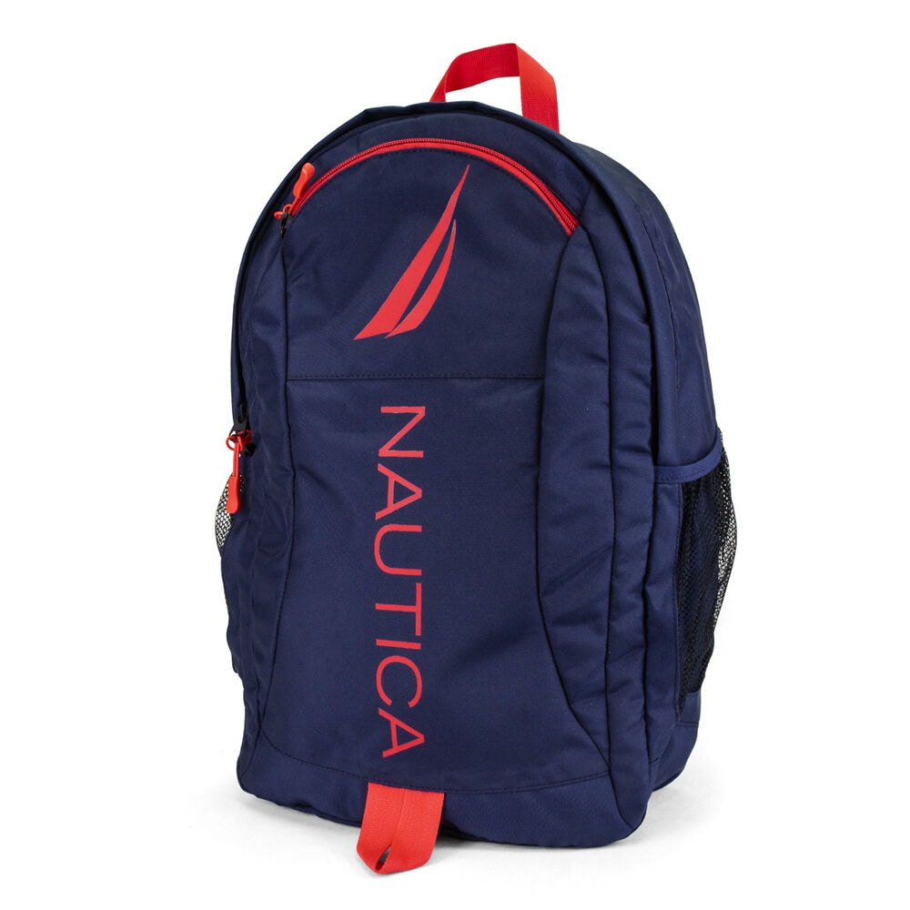 PANELED LOGO GRAPHIC BACKPACK,Navy,large