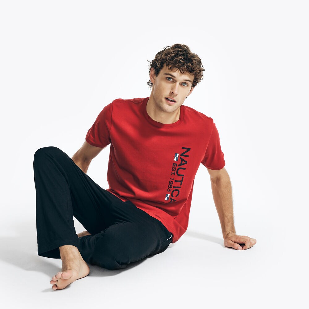Logo Sleep T-Shirt,Nautica Red,large