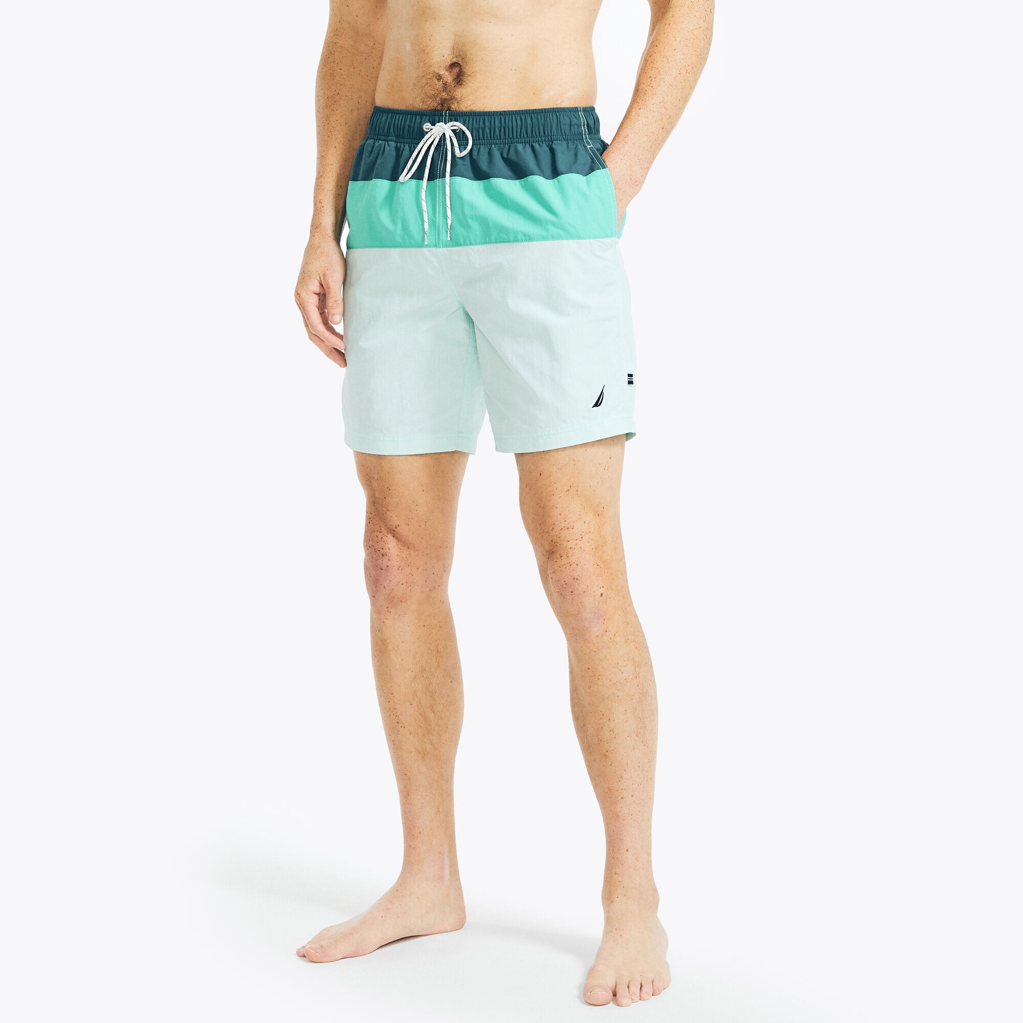 8" TRI-BLOCK QUICK-DRY SWIM,South Beach Aqua,large