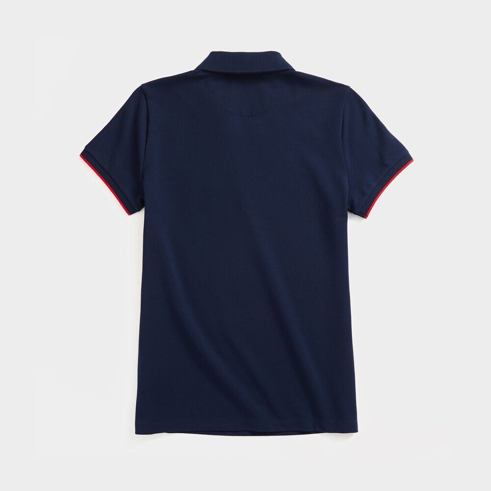 SUSTAINABLY CRAFTED SIDE STRIPE SPLIT-NECK POLO,Stellar Blue Heather,large