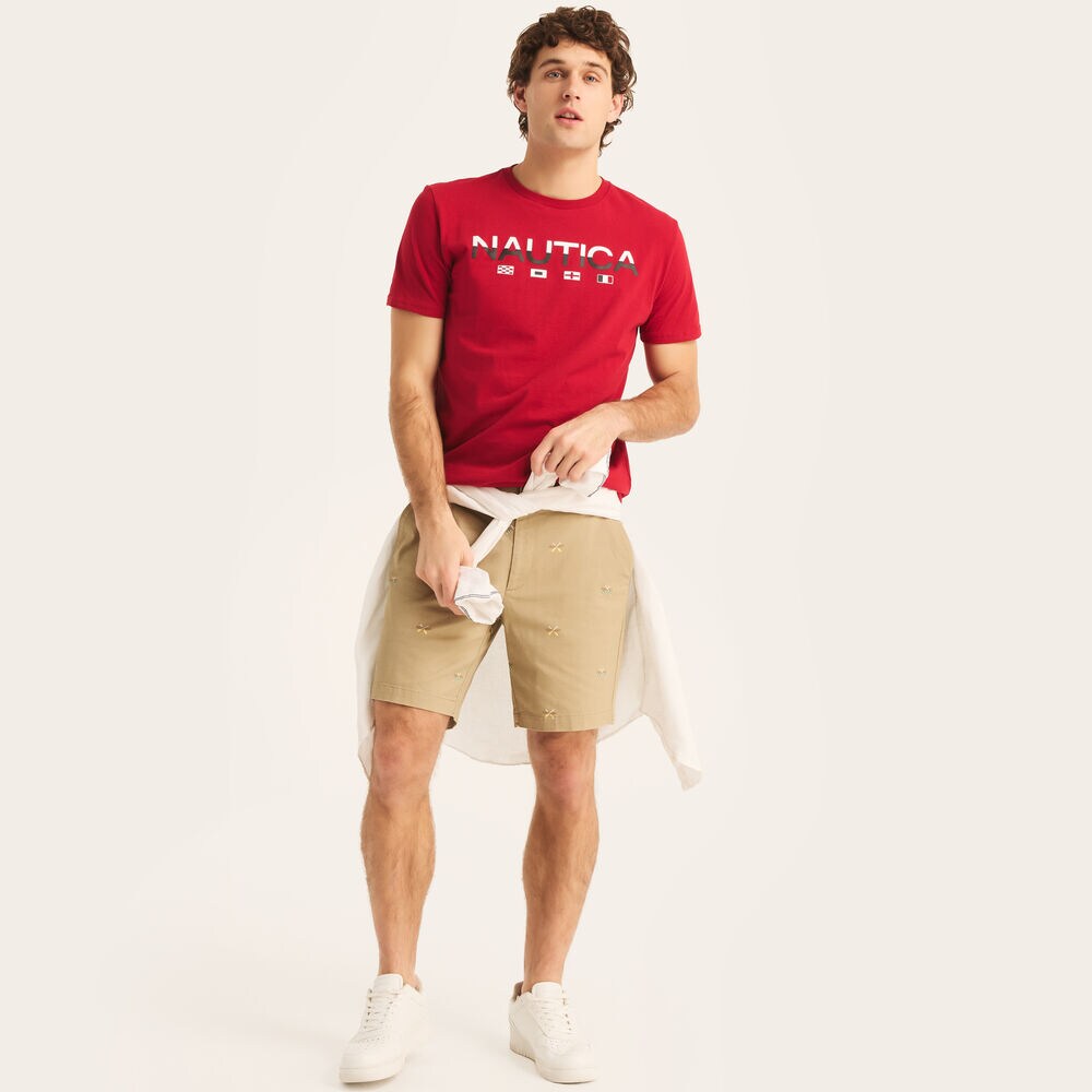 Nautica Heritage Logo Graphic T-Shirt,Nautica Red,large