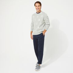 MARITIME PRINT JACQUARD SWEATER,Grey Heather,large