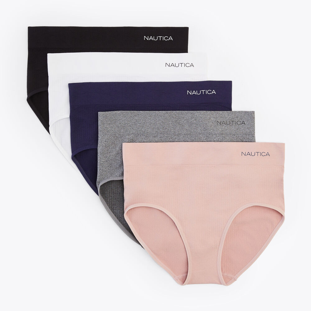 Seamless Ribbed Briefs, 5-Pack,Workshirt Blue,large