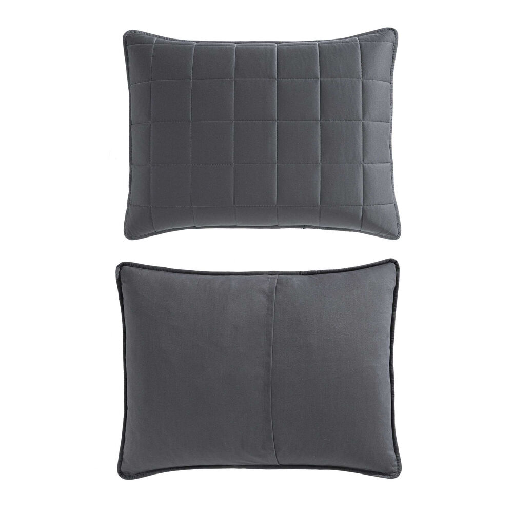 Brushed Micro Jersey Grey King Quilt-Sham Set,Mist Heather,large