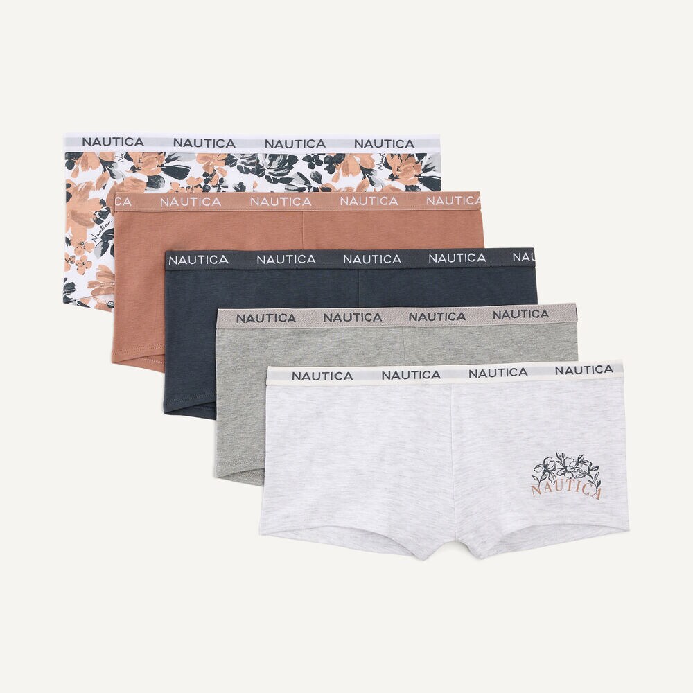 Stretch-Cotton Boyshort, 5-Pack,Grey Heather,large