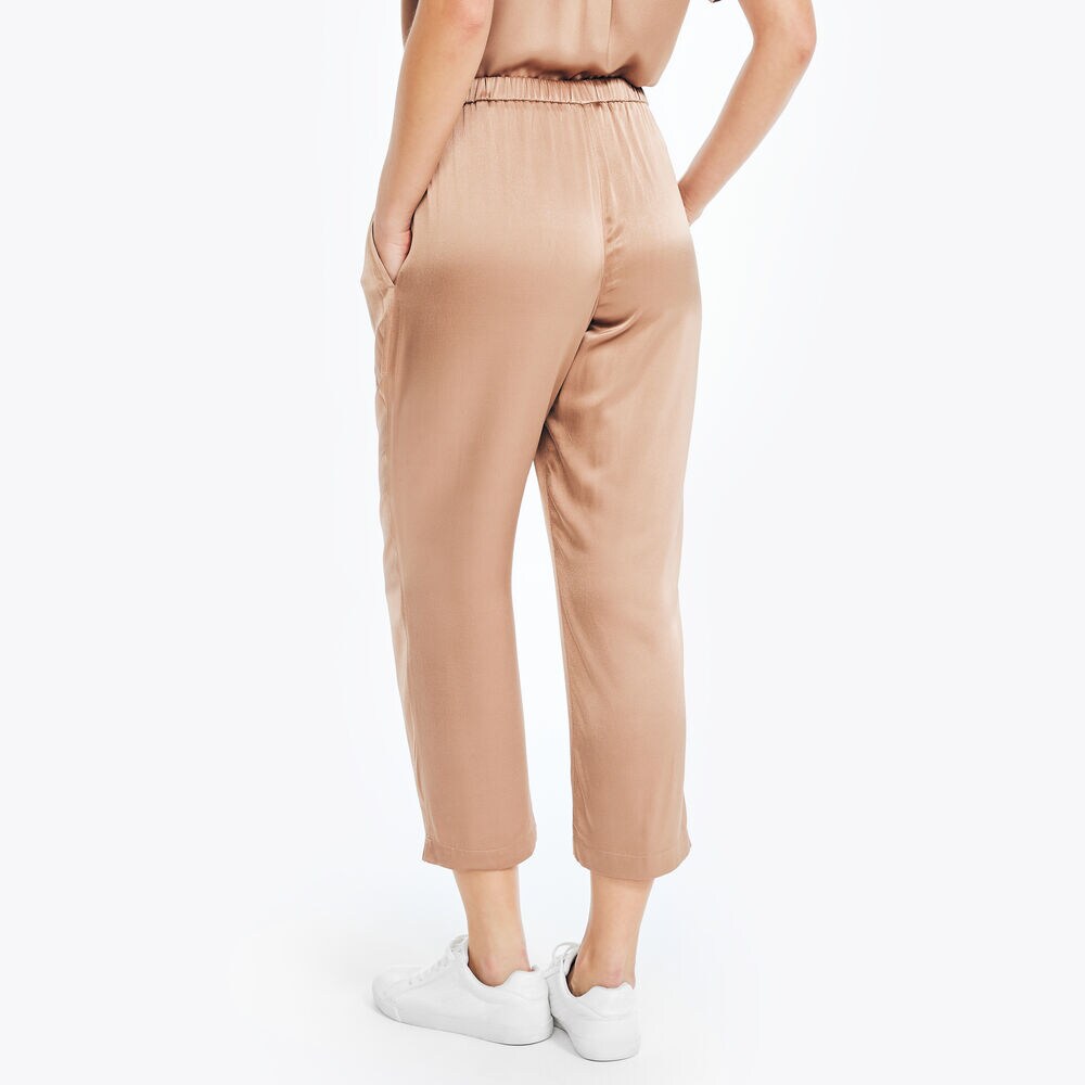 SATIN CROPPED PANT,Chocolate,large