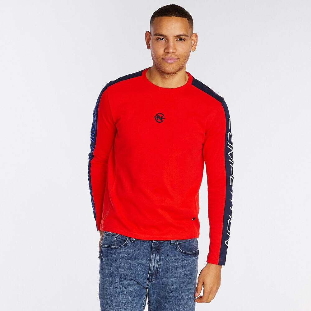 Competition Long Sleeve Crewneck T-Shirt,Firey Red,large