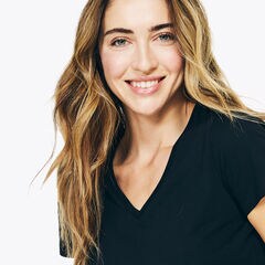 Solid V-Neck T-Shirt,True Black,large