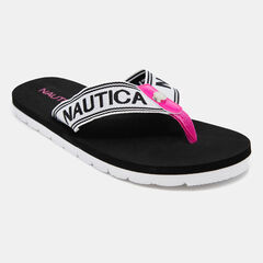 NEON-ACCENTED LOGO SLIDE SANDAL,Port Scarlet,large