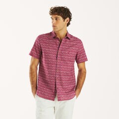 Big & Tall Printed Short-Sleeve Camp Shirt,Rescue Red,large
