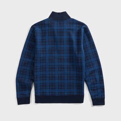 PLAID QUARTER-ZIP SWEATSHIRT,Navy,large