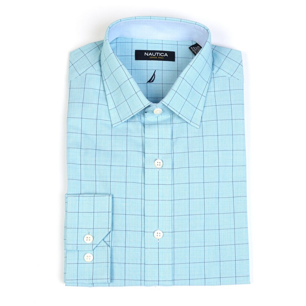 Windowpane Plaid Dress Shirt,Oxide,large