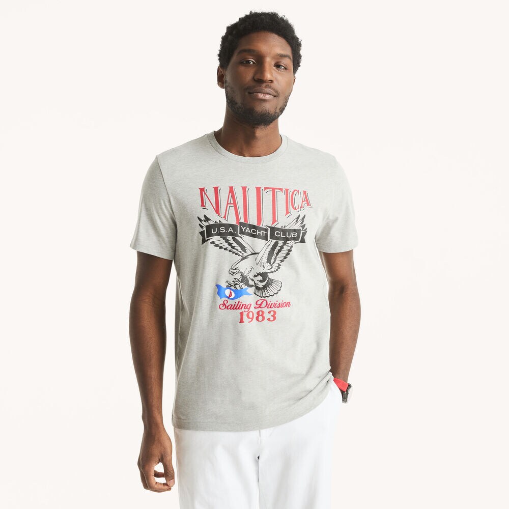 Eagle Graphic T-Shirt,Grey Heather,large