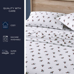 Holiday Sails Twin Flannel Sheet Set,Snow White,large