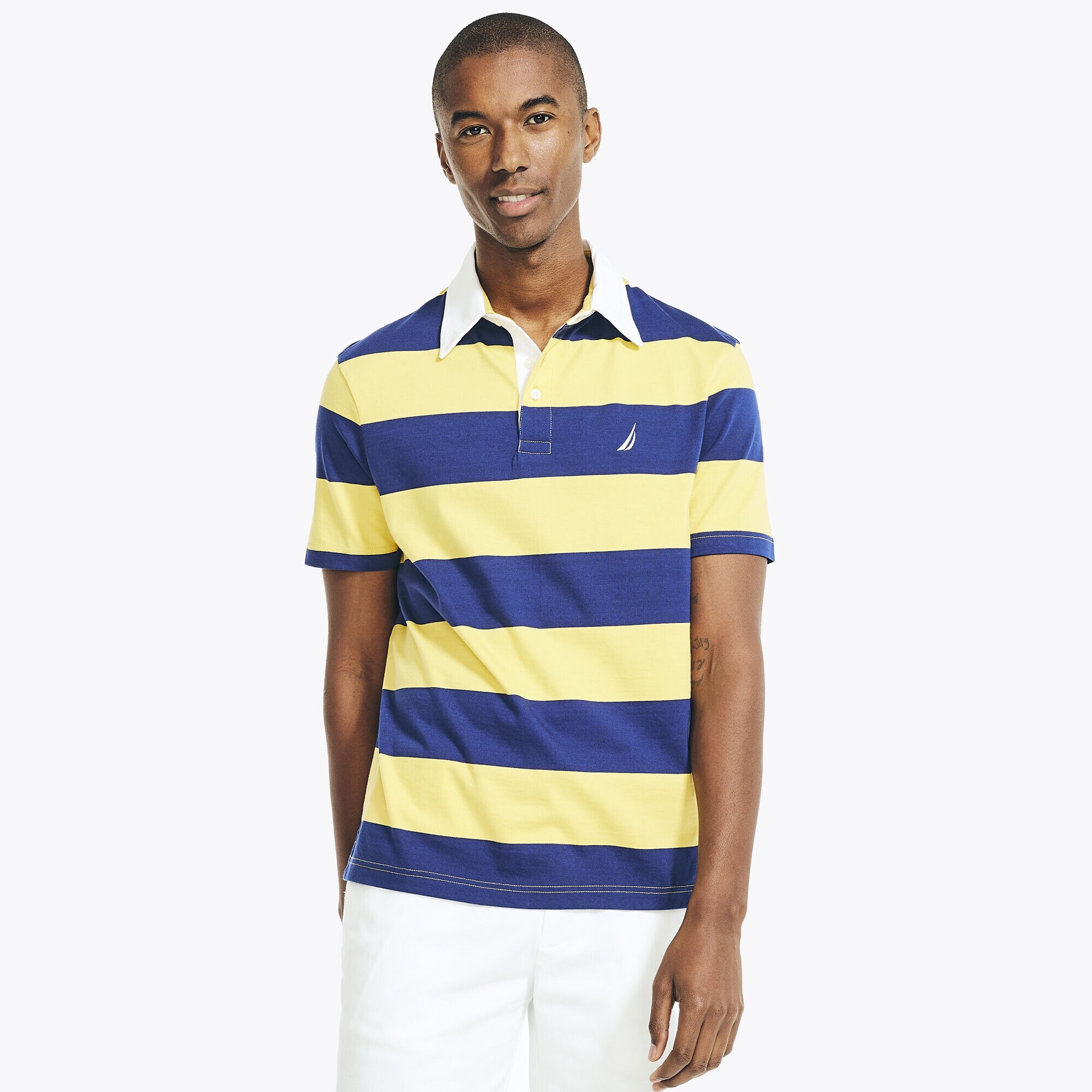 CLASSIC FIT STRIPED POLO,French Vanilla,large