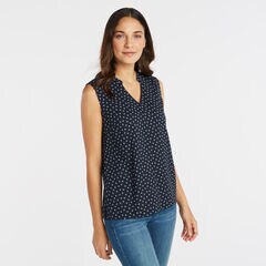 SLEEVELESS GEO FLORAL PRINT TOP,Stellar Blue Heather,large