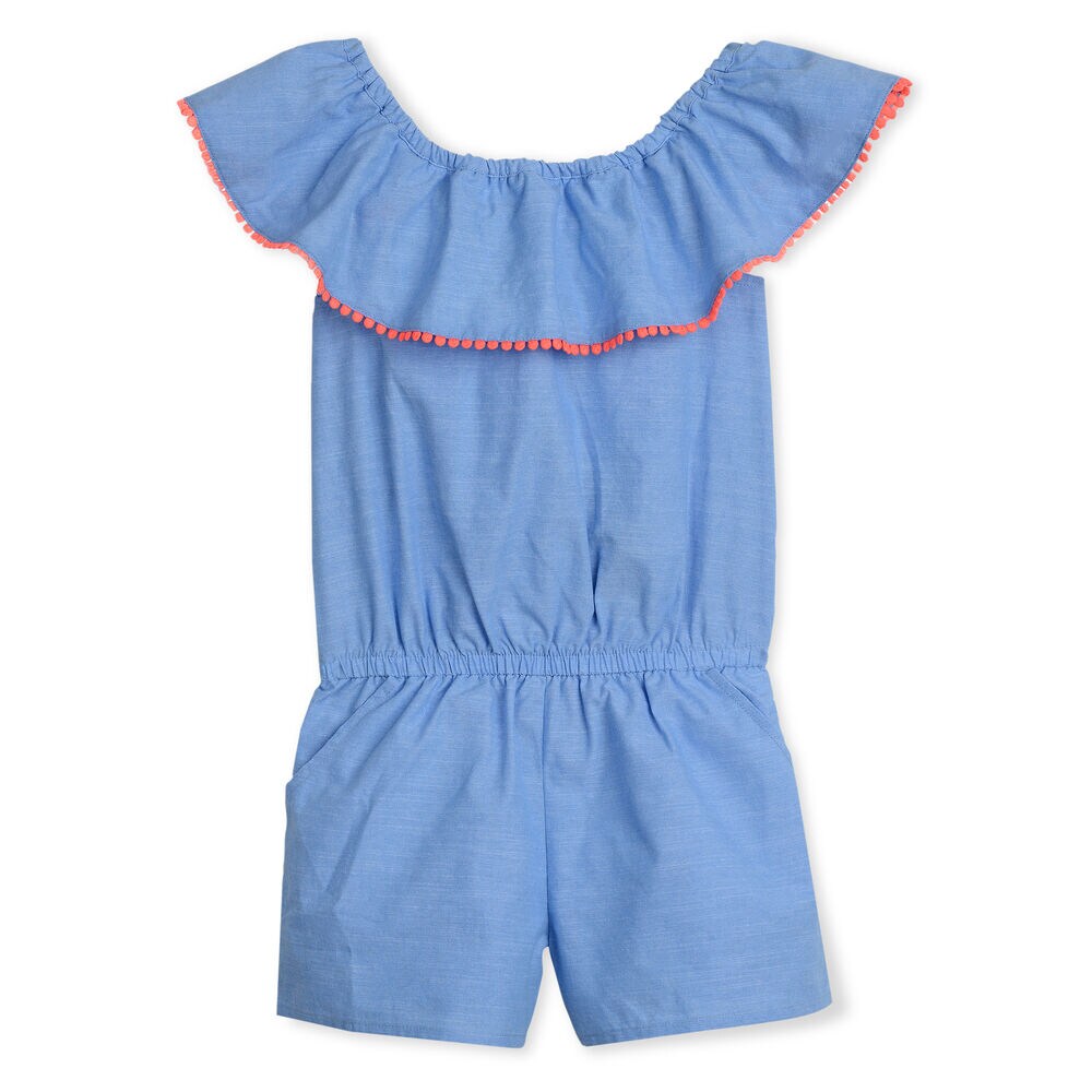 GIRLS' CHAMBRAY ROMPER,Peacoat,large