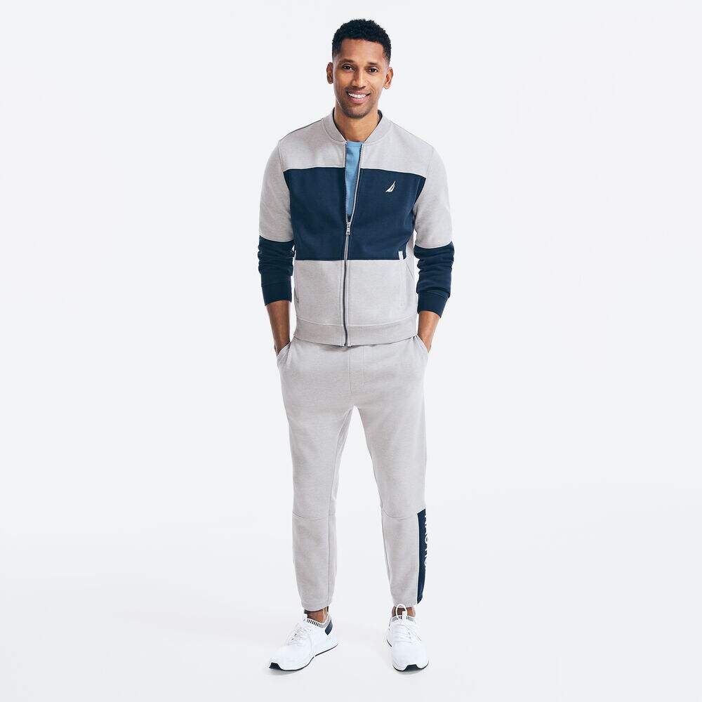 COLORBLOCK BRAND ICON KNIT BOMBER,Grey Heather,large