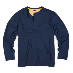 Big & Tall Henley Shirt,Distressed Blue Wash,large