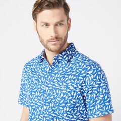 CLASSIC FIT SHARK PRINT SHIRT,Windsurf Blue,large
