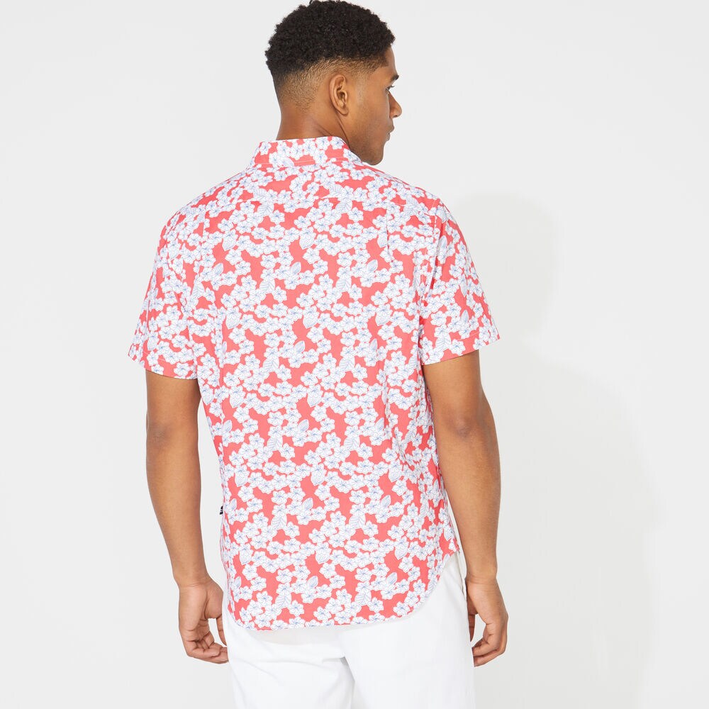 FLORAL PRINT SHORT-SLEEVE SHIRT,Persian Red,large