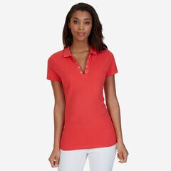 Short Sleeve Classic Fit Polo with Grommet Detail,Tomales Red,large