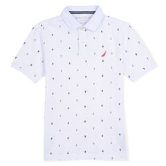 Boys' Waikiki Polo in Anchor & Boat Print,Antique White Wash,large