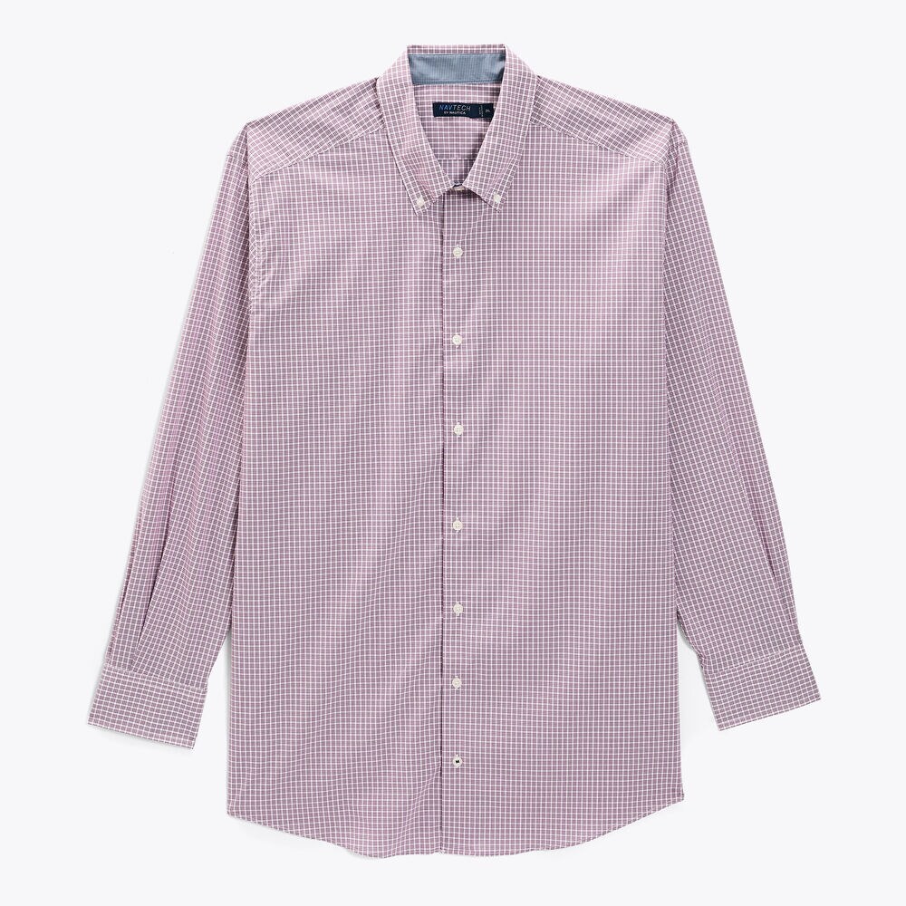 Big & Tall Navtech Plaid Shirt,Aren/Mauve,large