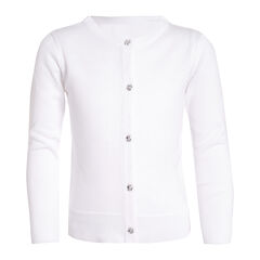 GIRLS' RHINESTONE BUTTON CARDIGAN (4-6),Antique White Wash,large
