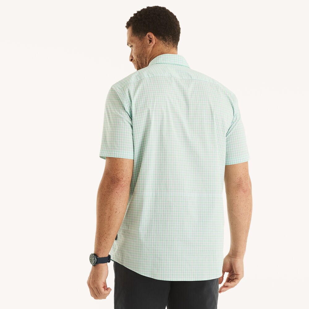 Big & Tall Navtech Classic Fit Plaid Short-Sleeve Shirt,Bright White,large