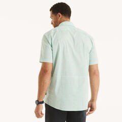 Big & Tall Navtech Classic Fit Plaid Short-Sleeve Shirt,Bright White,large