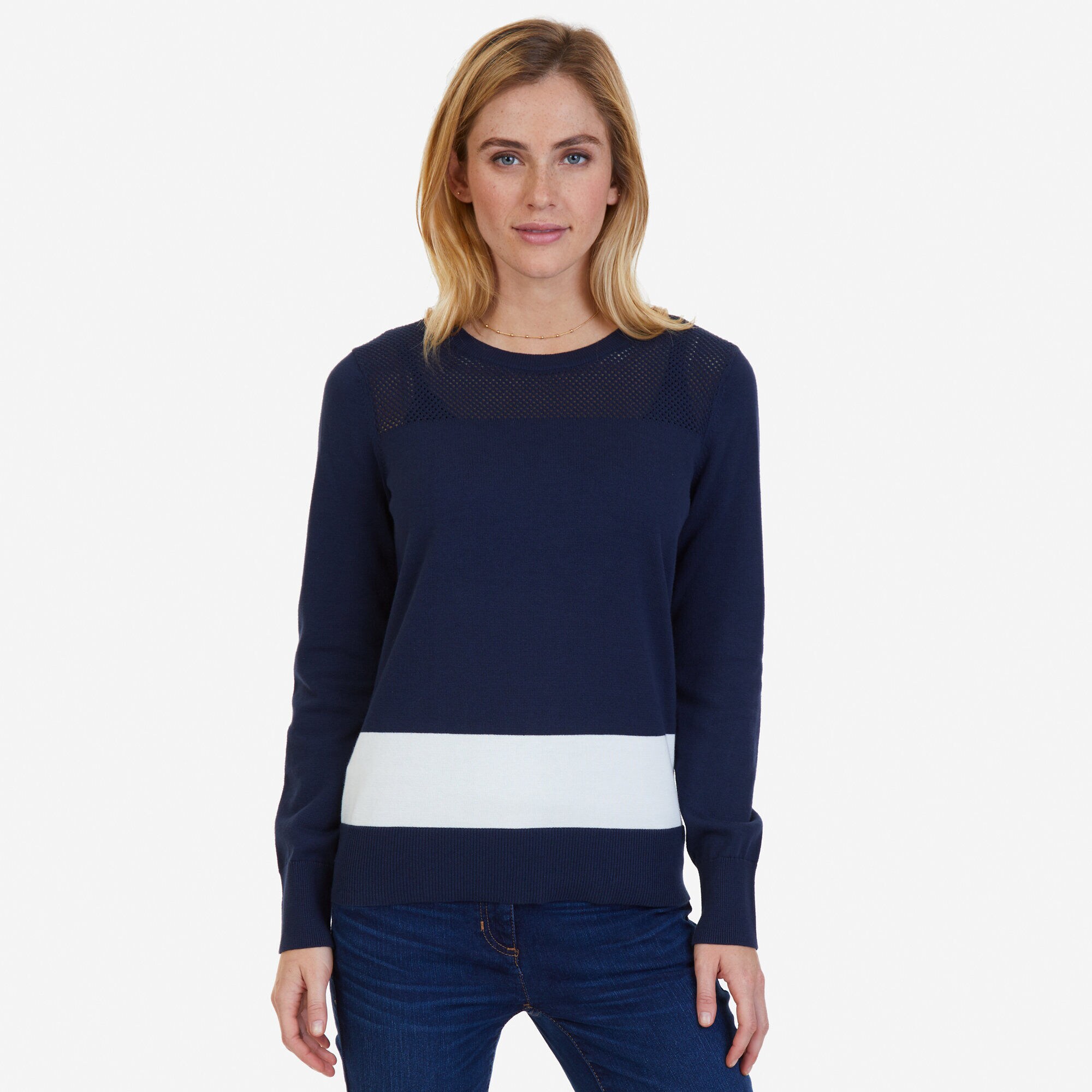 Textured Color Block Sweater,Stellar Blue Heather,large