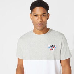 COLORBLOCK LOGO TEE,Grey Heather,large