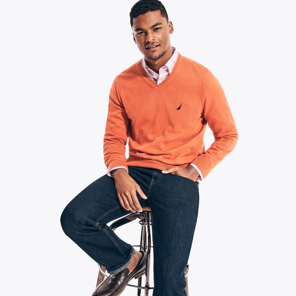 NAVTECH V-NECK SWEATER,Pink Clay,large