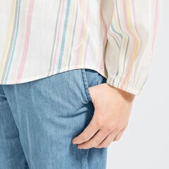 METALLIC STRIPE HENLEY,Marshmallow,large