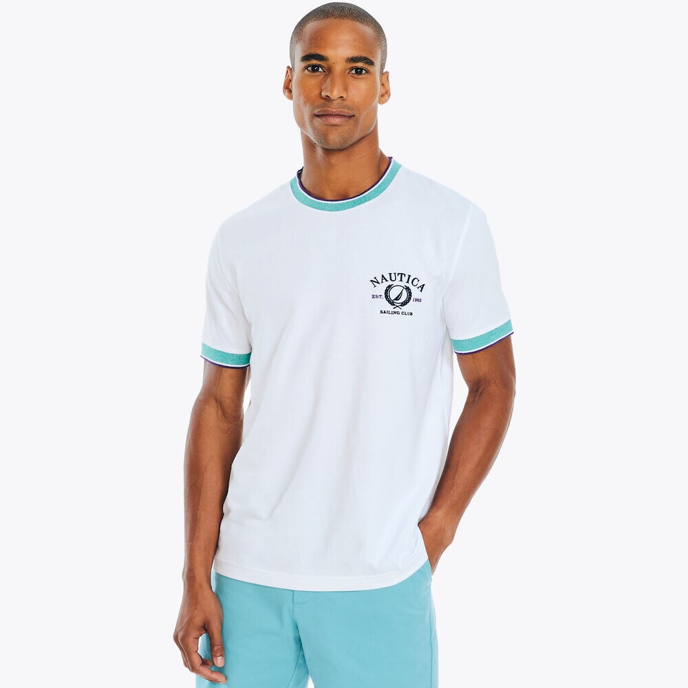 Crewneck T-Shirt,Bright White,large