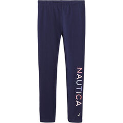 GIRLS' GLITTER LOGO LEGGING (7-16),Navy,large