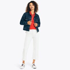 NAUTICA JEANS CO. CROPPED DENIM JACKET,Admiral Blue,large