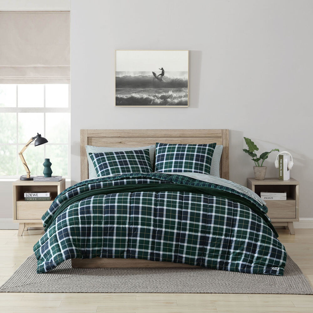 Northsail Plaid Navy King Reversible Duvet Cover & Sham Set,Bali Bliss,large