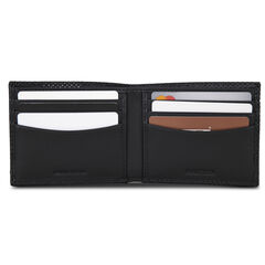 Perforated Leather Bifold Wallet,Black,large